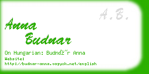 anna budnar business card